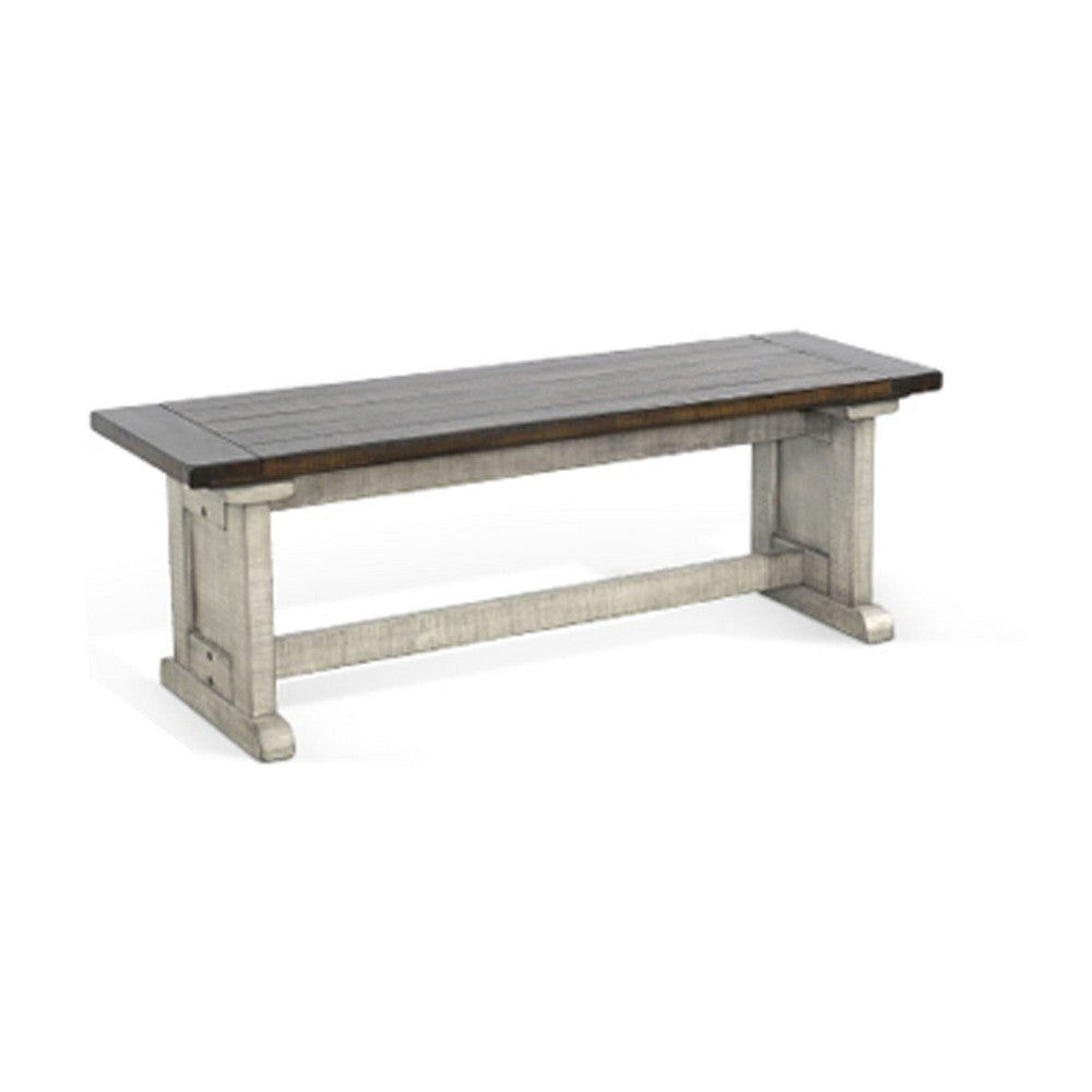 Camie Side Dining Bench | Plank Dark Brown Gray Mahogany Wood 48’’ BM333357