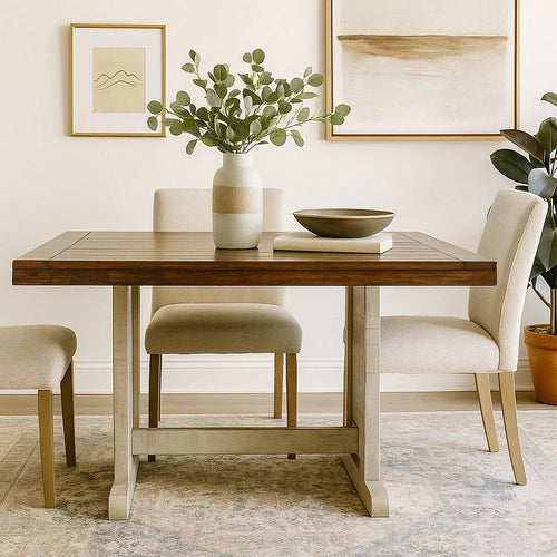 Camie Dining Table | 60" Rectangular Plank Top | Dark Brown n Gray