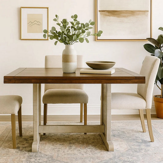 Camie Dining Table | 60" Rectangular Plank Top | Dark Brown n Gray