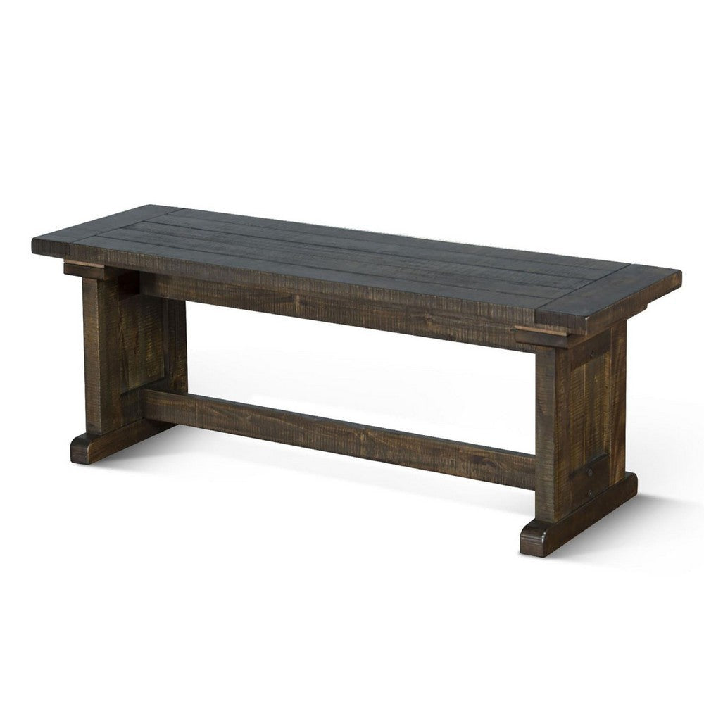 Camie Side Dining Bench | Plank Seat | Dark Brown Mahogany Wood 48’’ BM333359