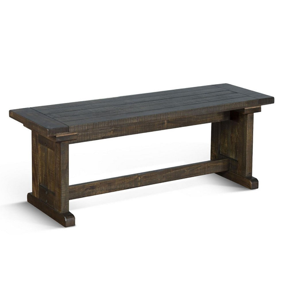 Camie Side Dining Bench | Plank Seat | Dark Brown Mahogany Wood 48’’ BM333359