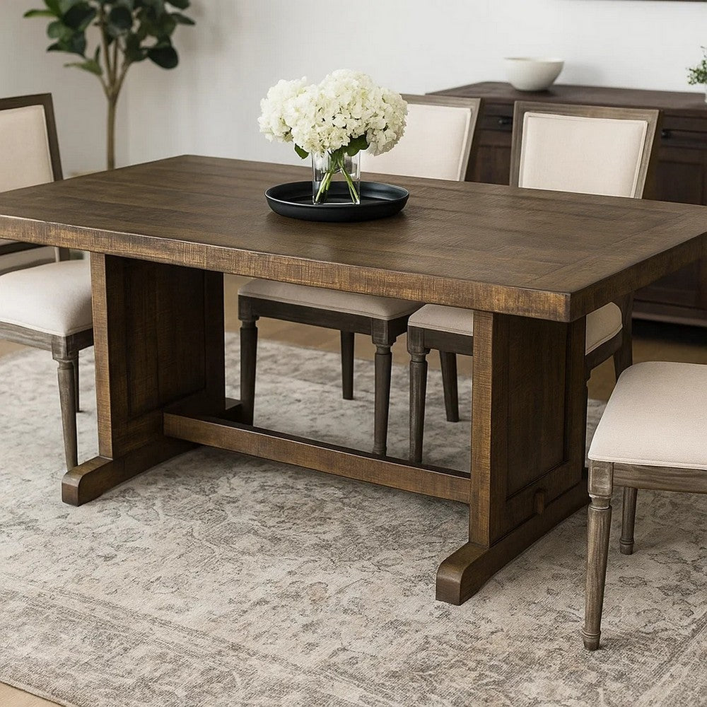Camie Dining Table | 60" Rectangular Plank Top | Brown Mahogany Wood