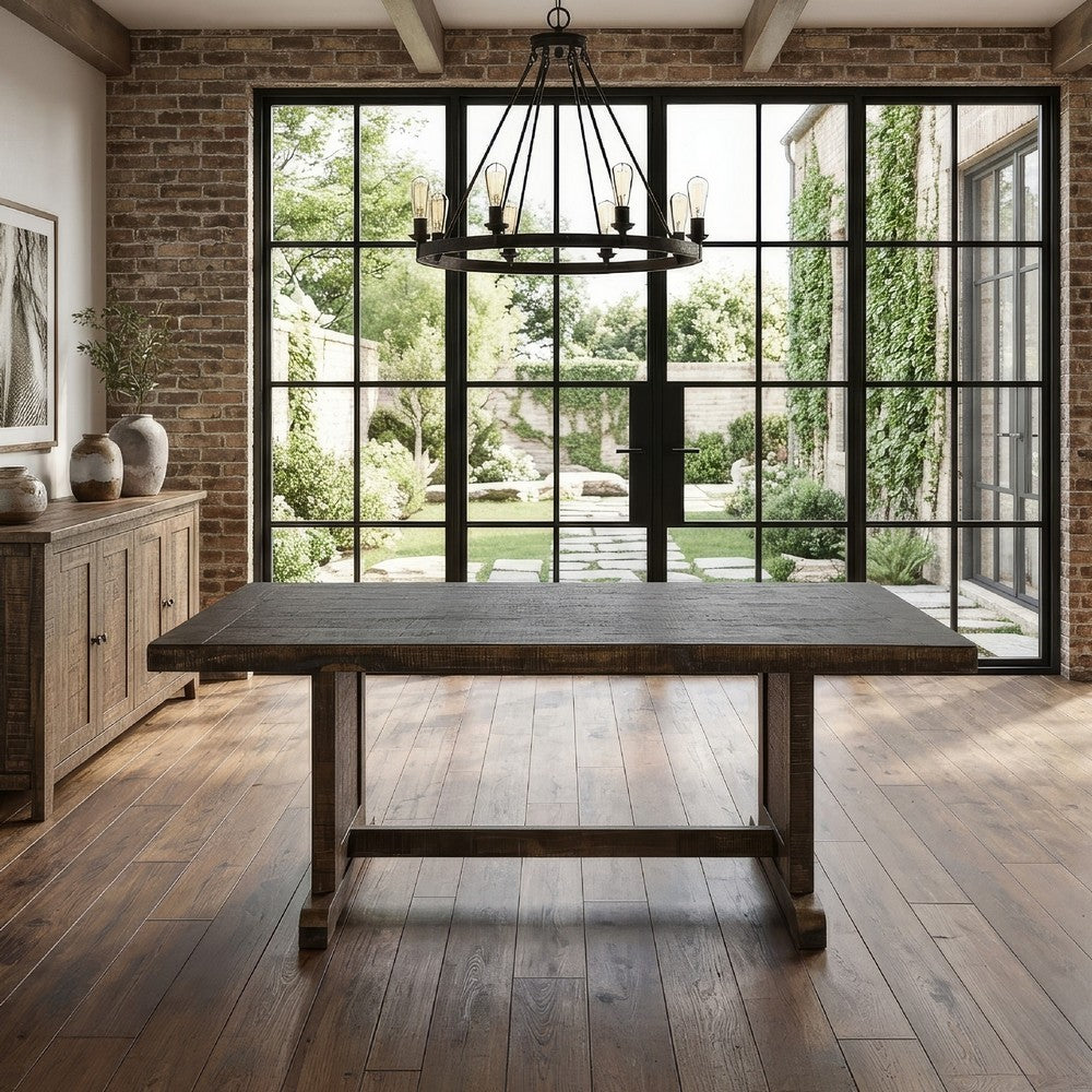 Camie Dining Table | 60" Rectangular Plank Top | Brown Mahogany Wood