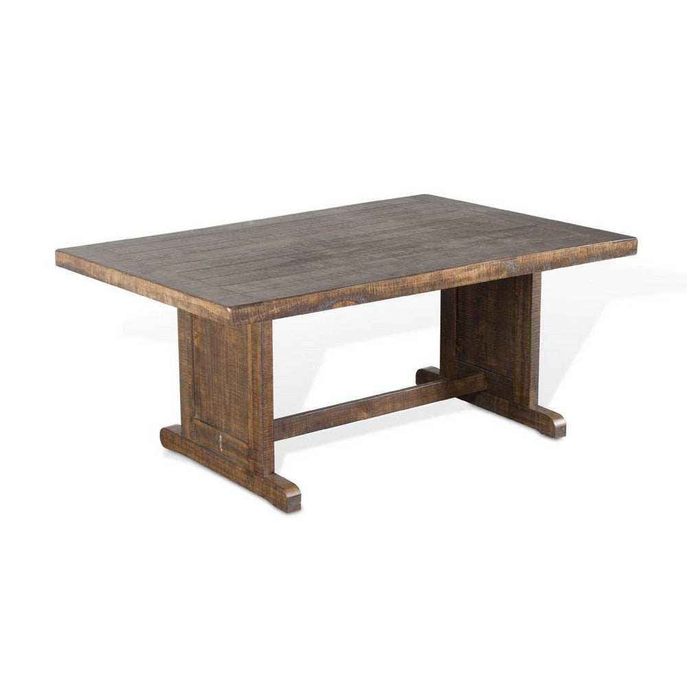 Camie Dining Table | 60" Rectangular Plank Top | Brown Mahogany Wood