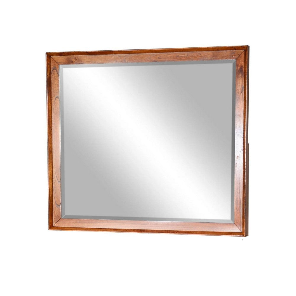Amy Vanity Dresser Mirror | 36 x 42 Orange Brown Mahogany Wood Frame