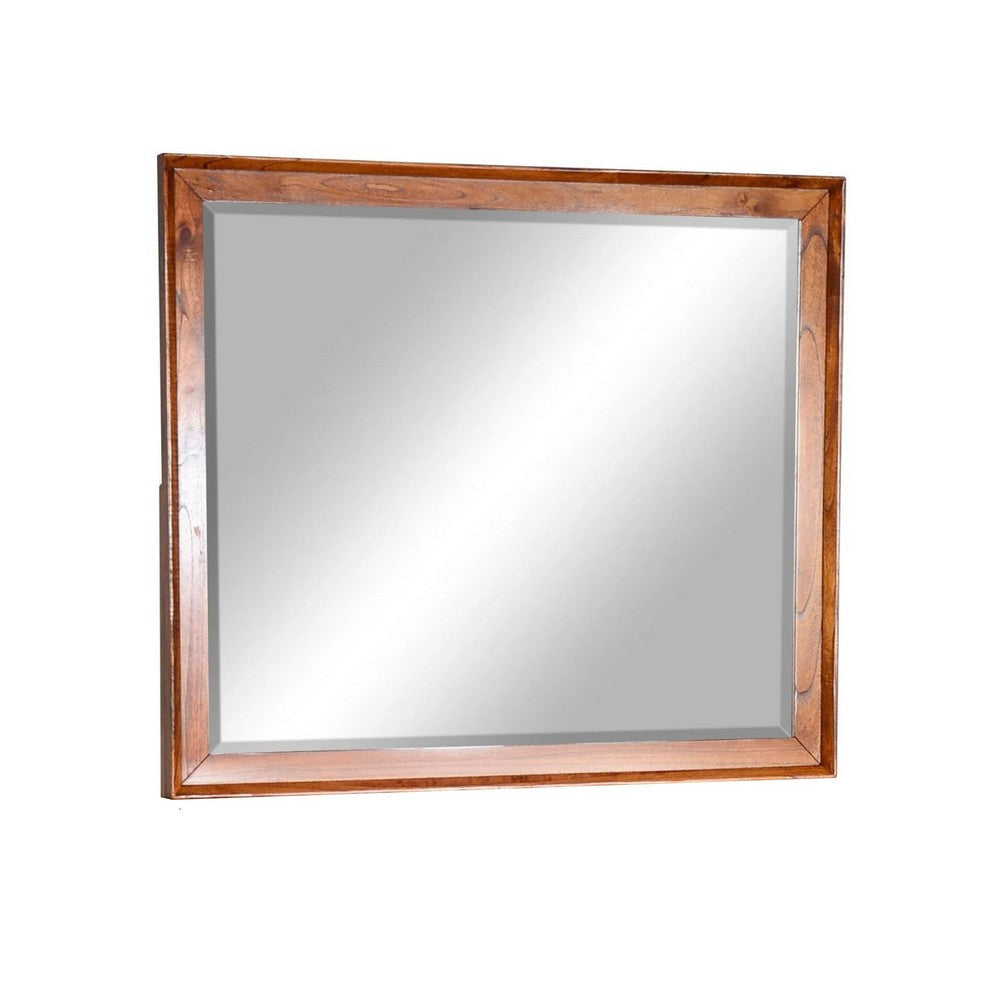 Amy Vanity Dresser Mirror | 36 x 42 Orange Brown Mahogany Wood Frame
