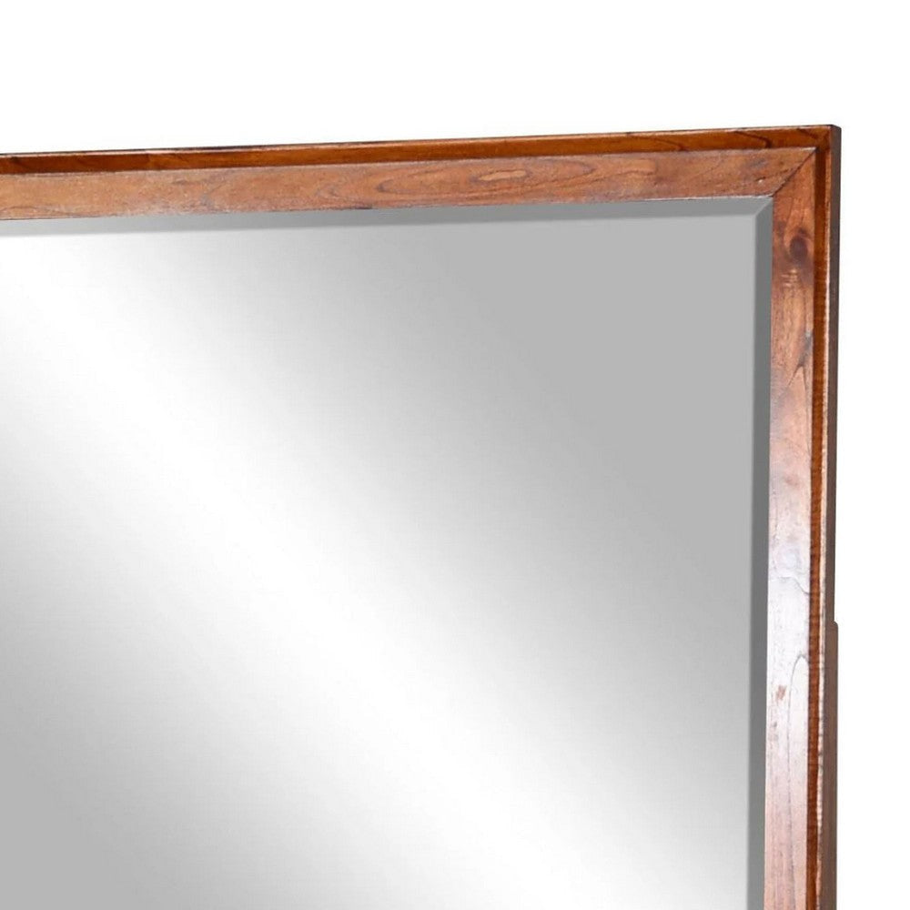 Amy Vanity Dresser Mirror | 36 x 42 Orange Brown Mahogany Wood Frame
