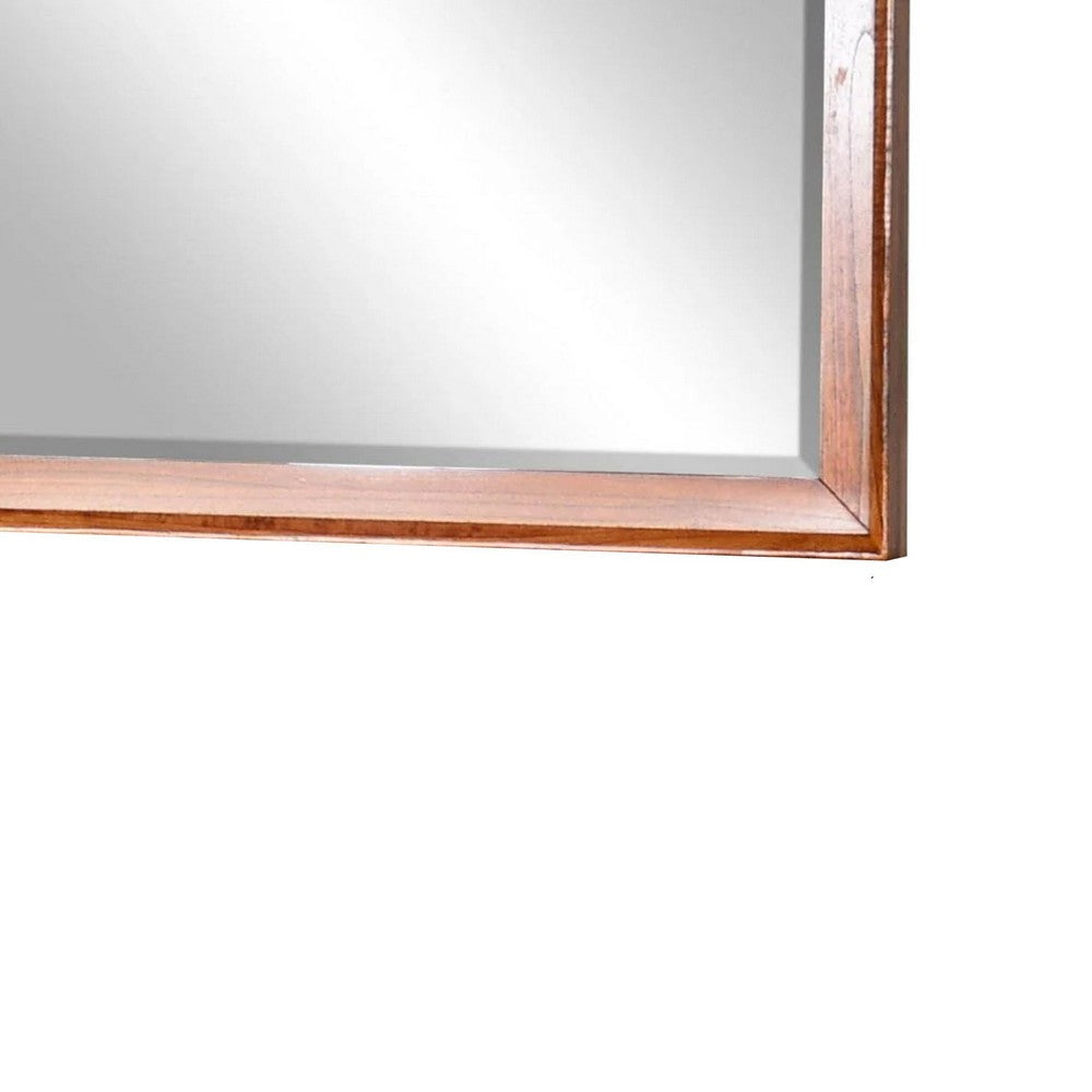 Amy Vanity Dresser Mirror | 36 x 42 Orange Brown Mahogany Wood Frame
