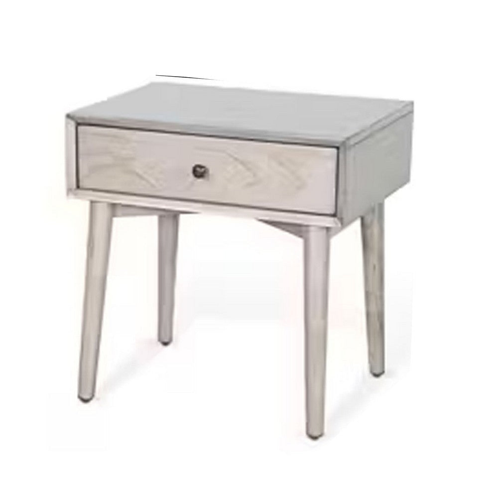 Amy Nightstand | 1 Drawer | Tapered Legs | Rustic Gray Mahogany Wood BM333364