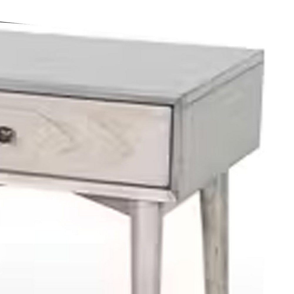 Amy Nightstand | 1 Drawer | Tapered Legs | Rustic Gray Mahogany Wood BM333364