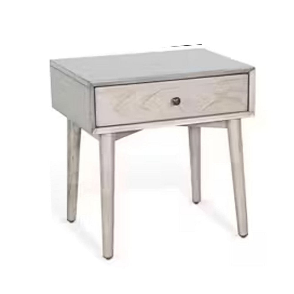 Amy Nightstand | 1 Drawer | Tapered Legs | Rustic Gray Mahogany Wood BM333364