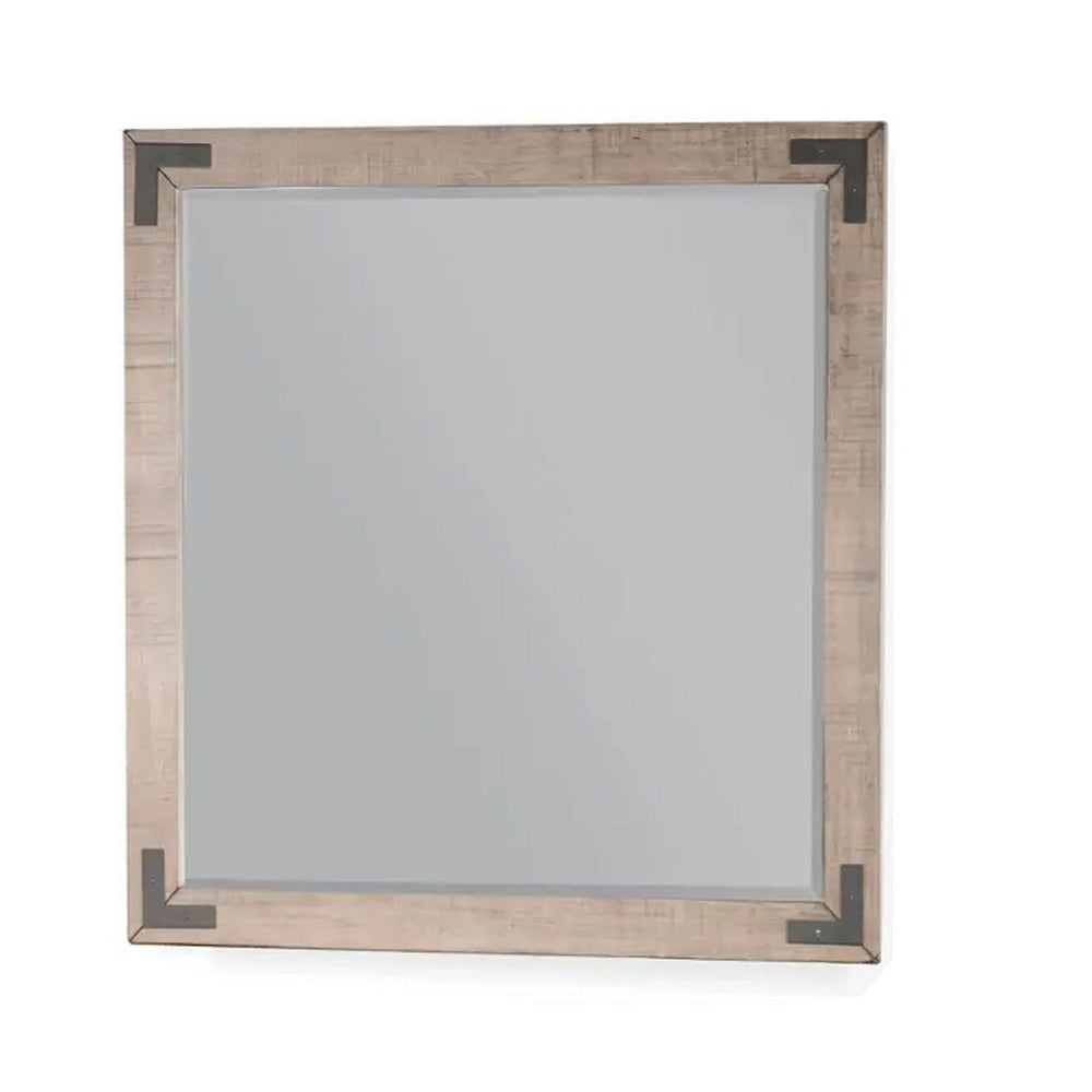 Desy Vanity Dresser Mirror | 40x41 Light Sand Brown Mahogany Wood BM333365