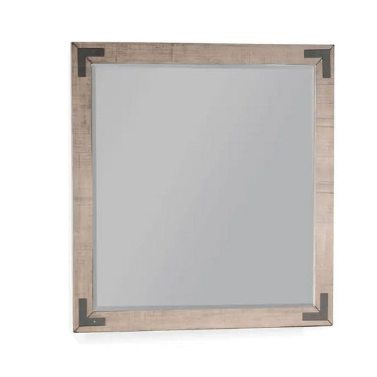 Desy Vanity Dresser Mirror | 40x41 Light Sand Brown Mahogany Wood
