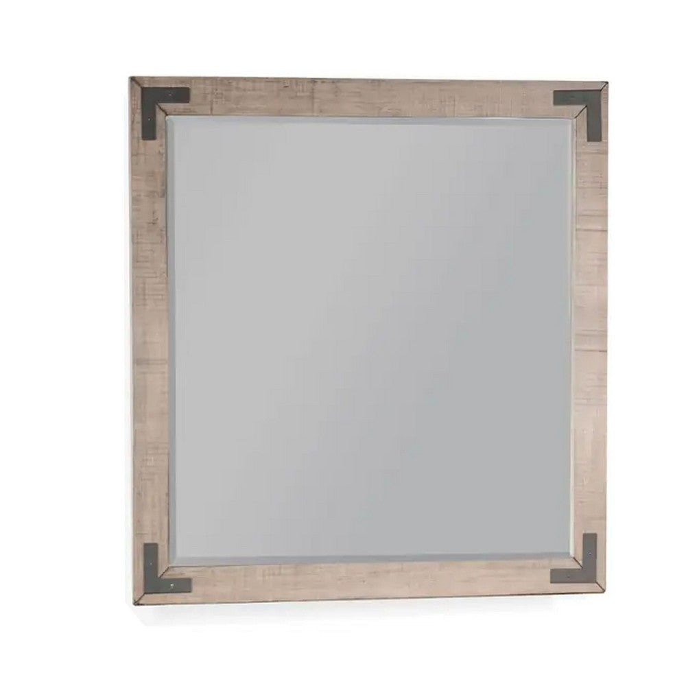Desy Vanity Dresser Mirror | 40x41 Light Sand Brown Mahogany Wood