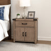 Desy Nightstand | Drawer and Door Cabinet | Light Brown Mahogany Wood