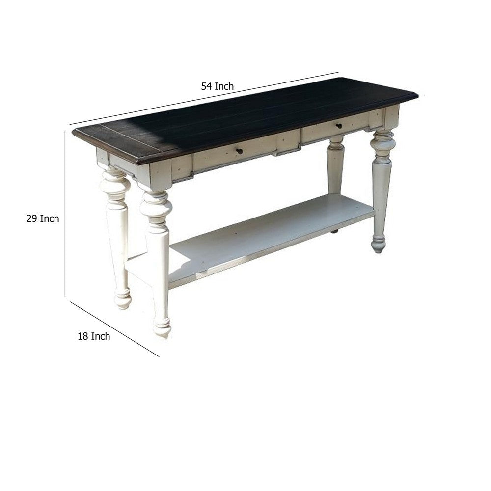 Orso Sofa Console Table | 2 Drawers | Off White and Dark Brown 54’’ BM333368