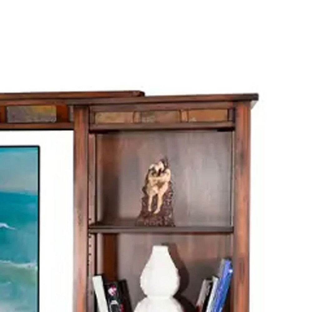 Odel TV Stand Media Cabinet | Natural Slate Inlay | Dark Brown 60’’ BM333369