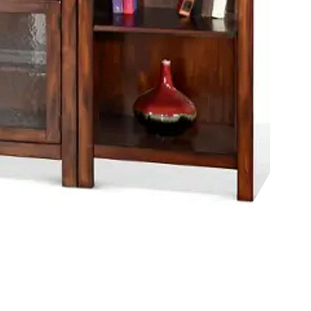 Odel TV Stand Media Cabinet | Natural Slate Inlay | Dark Brown 60’’ BM333369