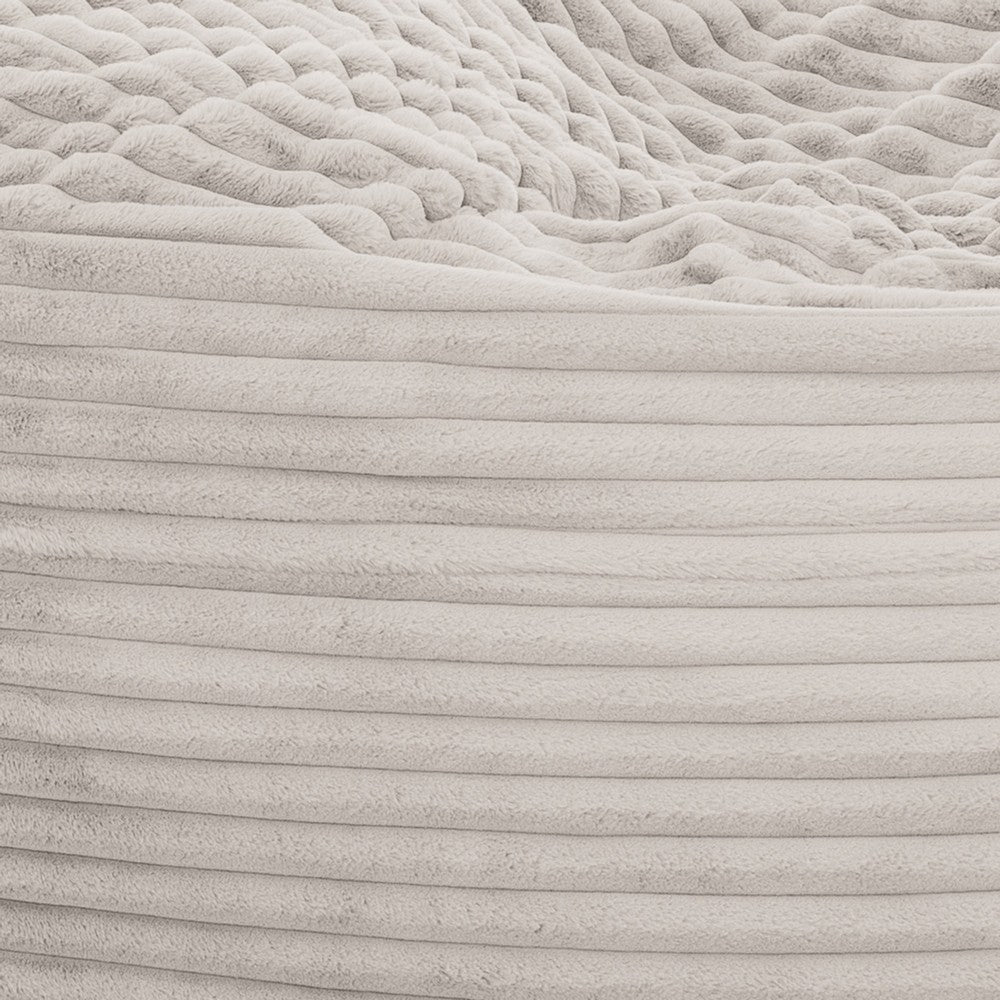 Sealy Bean Bag Chair | Soft Beige Faux Fur Cover | Shredded Foam Fill BM333396