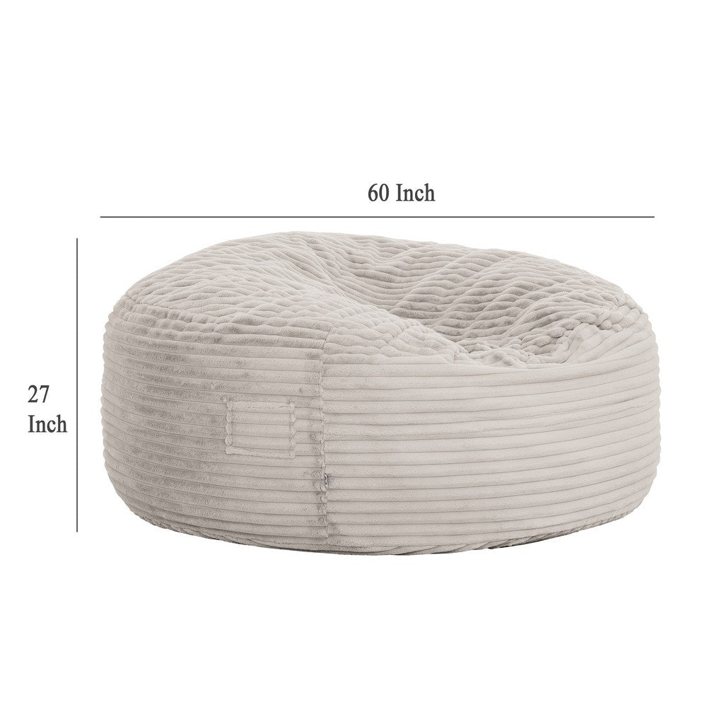 Sealy Bean Bag Chair | Soft Beige Faux Fur Cover | Shredded Foam Fill BM333396