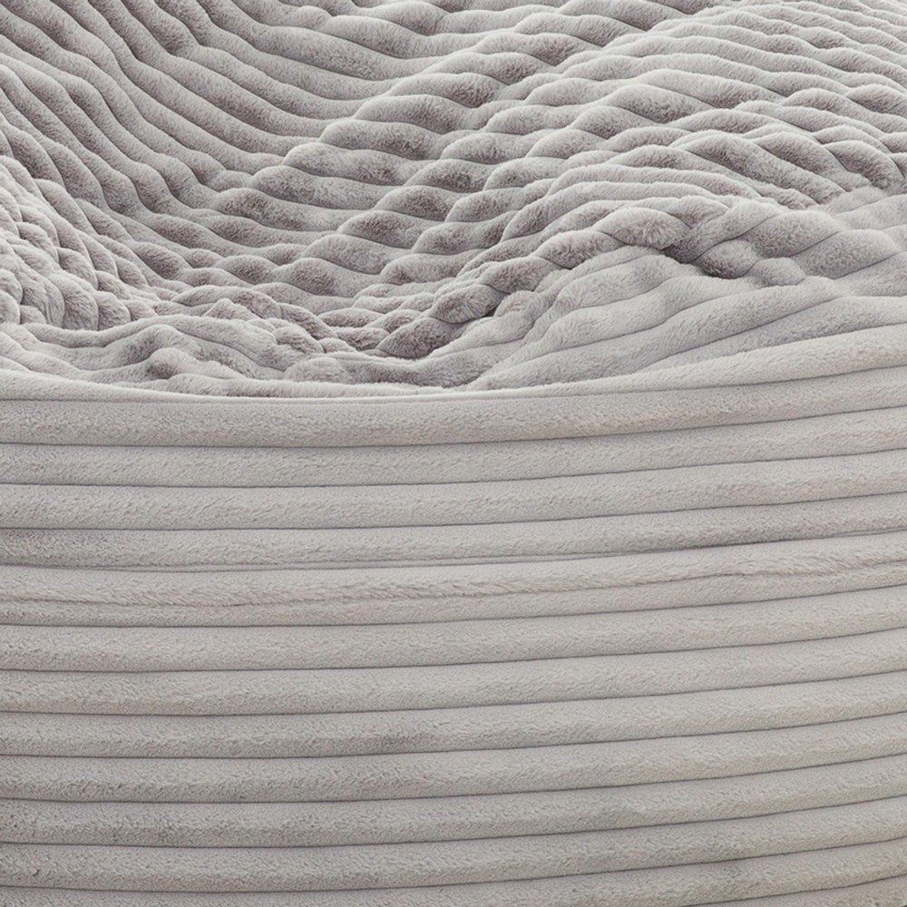 Sealy Oversized Bean Bag Chair | Gray Faux Fur Cover Shredded Foam BM333397