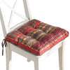Glor 4pc Chair Seat Pad Set Triple Cushion Red Gold Sage Green Plaid BM333415
