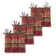 Glor 4pc Chair Seat Pad Set, Triple Cushion, Red Gold Sage Green Plaid