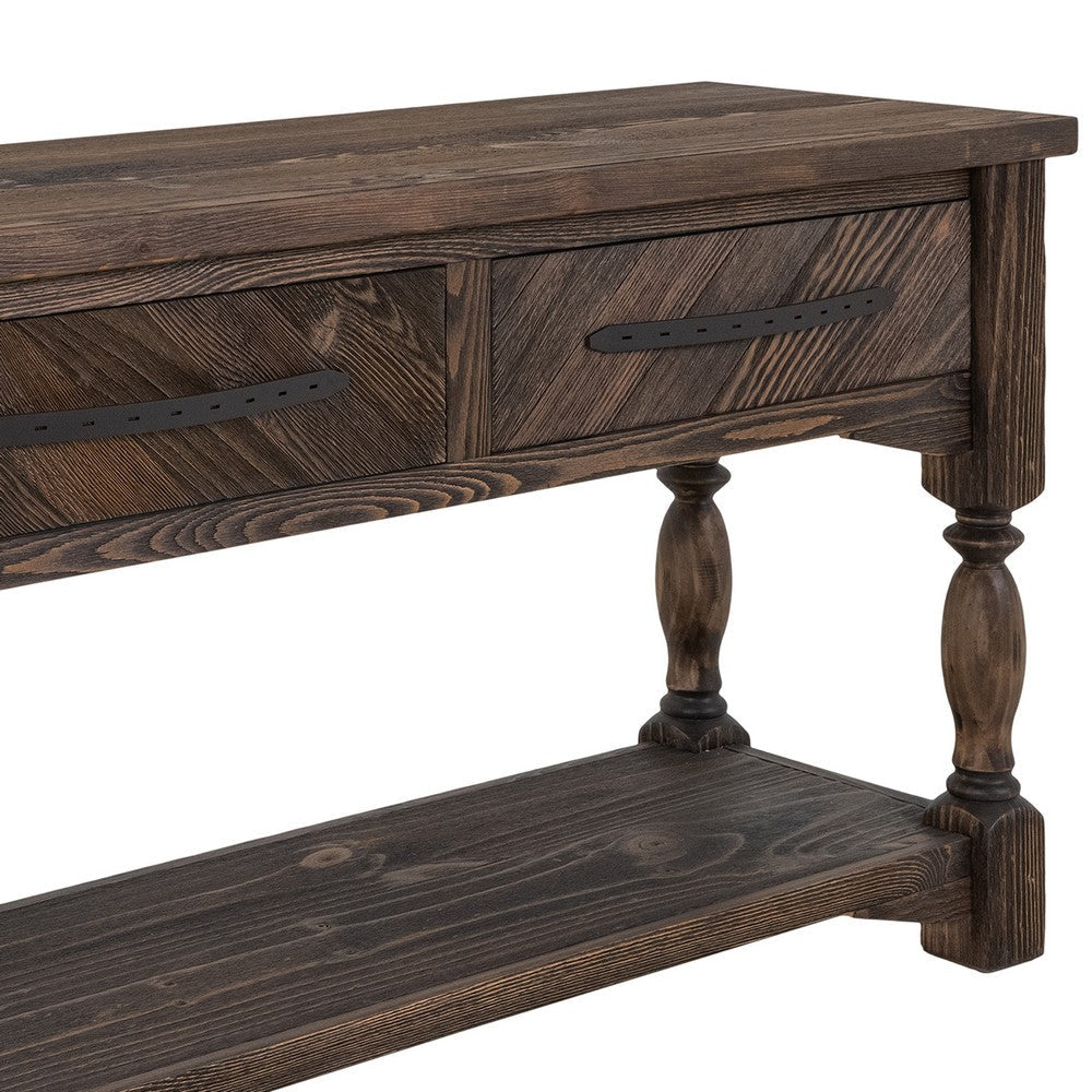 Marie Console Table | 2 Drawers | Caramel Brown Multiwood Frame | 60’’ BM333426