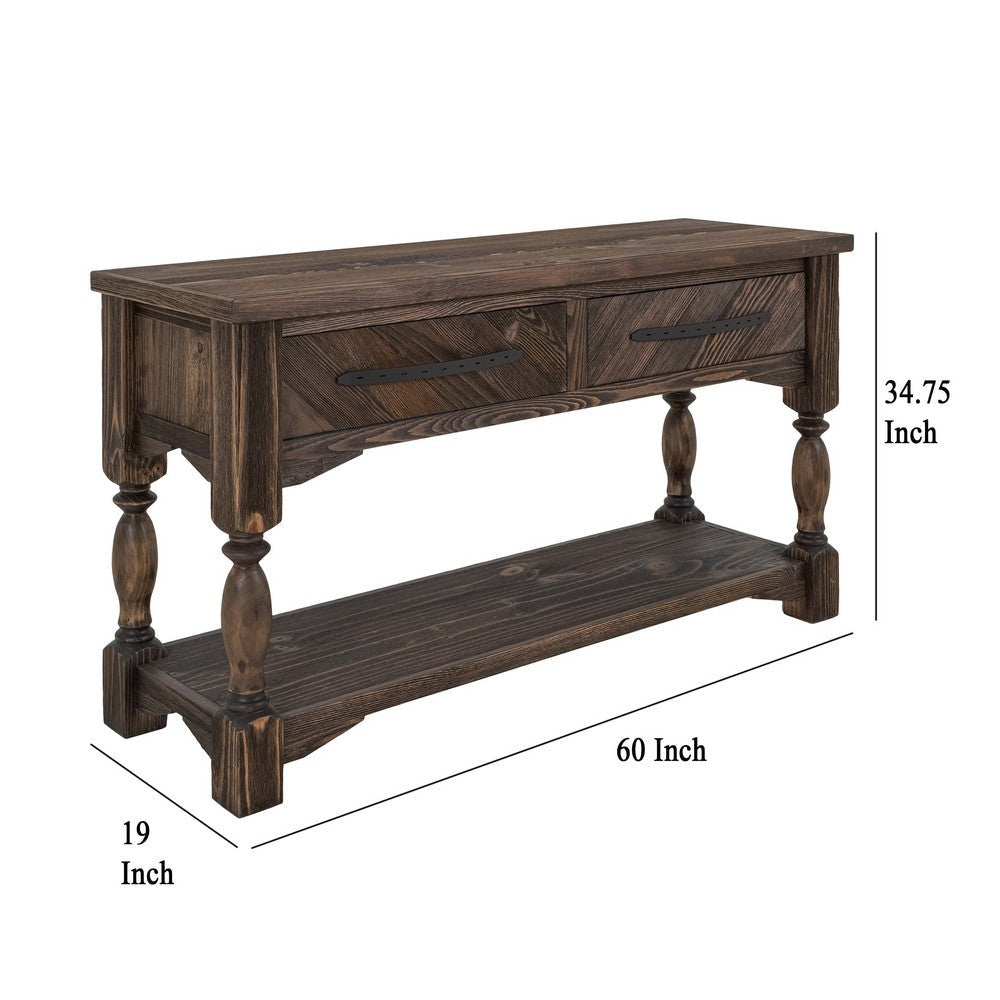Marie Console Table | 2 Drawers | Caramel Brown Multiwood Frame | 60’’ BM333426