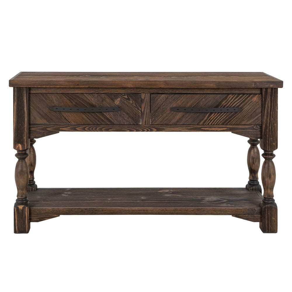 Marie Console Table | 2 Drawers | Caramel Brown Multiwood Frame | 60"