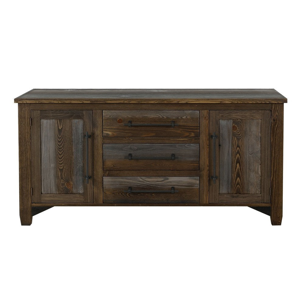 Tinaa Sideboard Buffet Console | 3 Drawers | 2 Doors | Brown Gray 69’’ BM333427