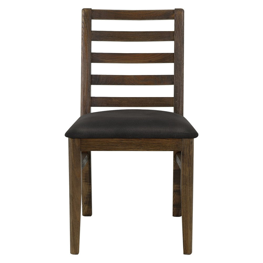 Tinaa Side Dining Chair | Black Polyester | Brown Pine Wood Ladderback BM333428
