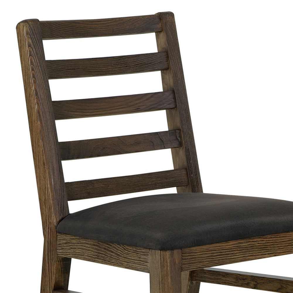 Tinaa Side Dining Chair | Black Polyester | Brown Pine Wood Ladderback BM333428