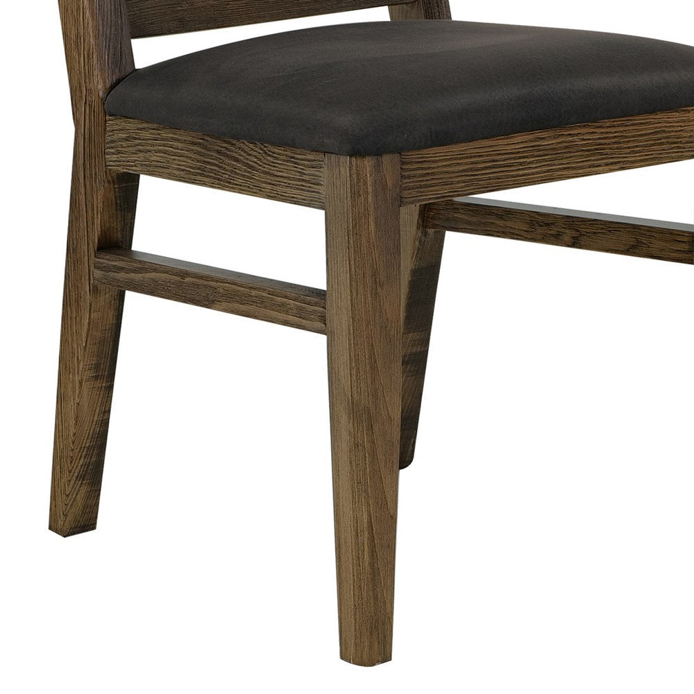 Tinaa Side Dining Chair | Black Polyester | Brown Pine Wood Ladderback BM333428