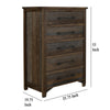 Tinaa Tall Dresser Chest | 5 Drawers | Metal Handles | Brown Wood BM333429