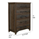 Tinaa Tall Dresser Chest | 5 Drawers | Metal Handles | Brown Wood BM333429