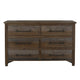 Tinaa Wide Dresser | 6 Drawers | Metal Handles | Gray Brown Pine Wood BM333430