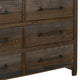 Tinaa Wide Dresser | 6 Drawers | Metal Handles | Gray Brown Pine Wood BM333430