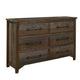 Tinaa Wide Dresser | 6 Drawers | Metal Handles | Gray Brown Pine Wood