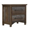 Tinaa Nightstand | 2 Drawers | Metal Handles | Brown Pine Wood | 28’’ BM333431