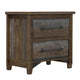 Tinaa Nightstand | 2 Drawers | Metal Handles | Brown Pine Wood | 28’’ BM333431