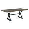 Tinaa Dining Table | Industrial Trestle Base | Brown Pine Wood | 79"