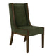 Okai Dining Chair Set of 2 | Olive Green Polyester Wingback Brown Wood