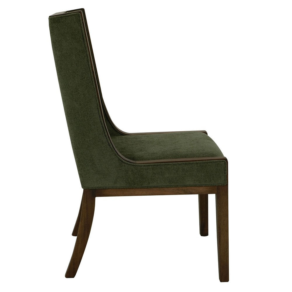 Okai Dining Chair Set of 2 | Olive Green Polyester Wingback Brown Wood BM333435