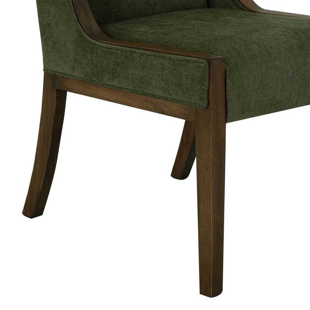 Okai Dining Chair Set of 2 | Olive Green Polyester Wingback Brown Wood BM333435