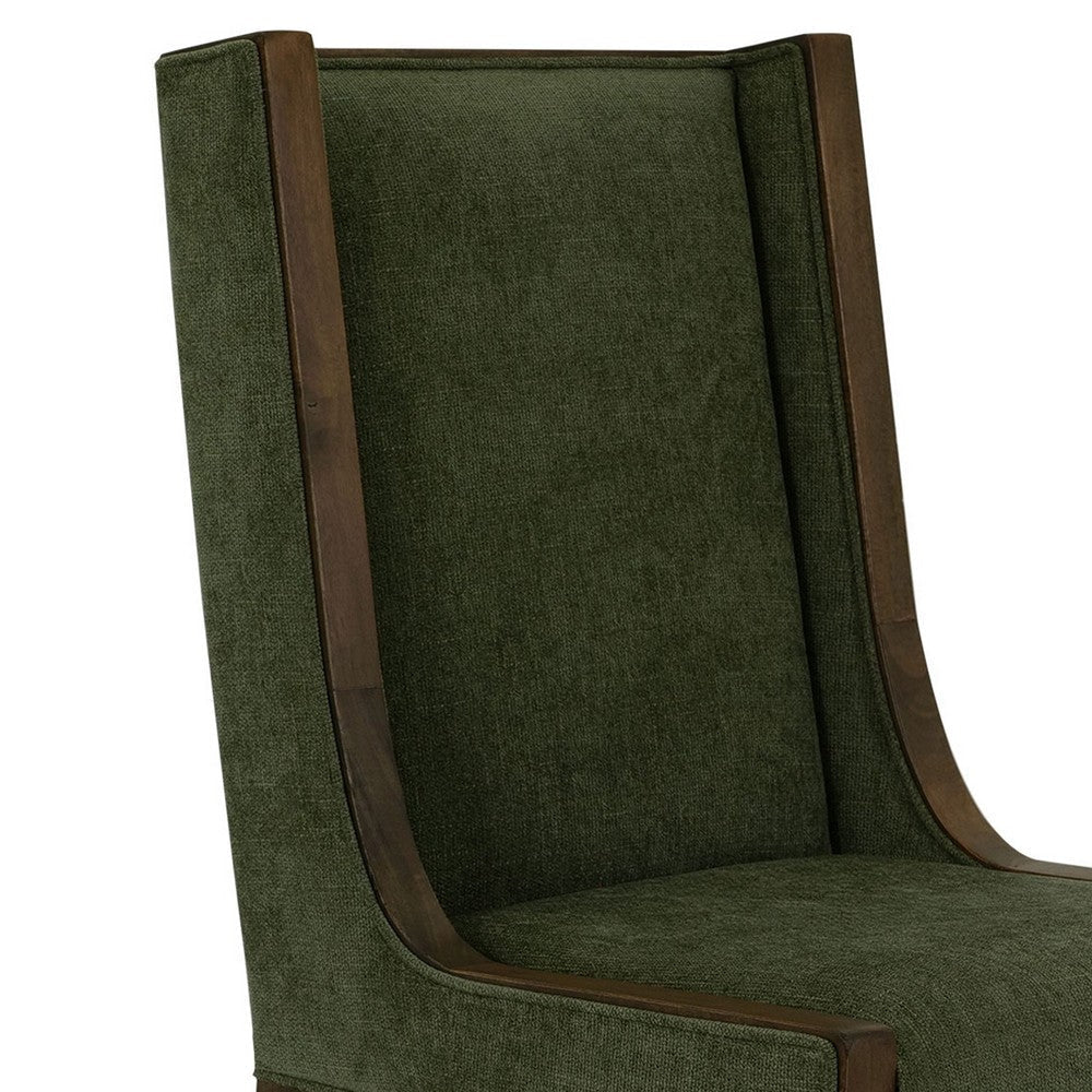 Okai Dining Chair Set of 2 | Olive Green Polyester Wingback Brown Wood BM333435