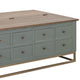 Timmy Cocktail Coffee Table | 8 Drawers | Sage Green Pine | 50’’ BM333436