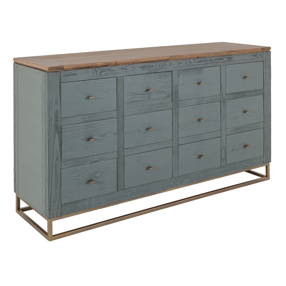 Timmy Console Sideboard | 12 Drawer | Sage Green Pine Wood | 61’’ BM333437