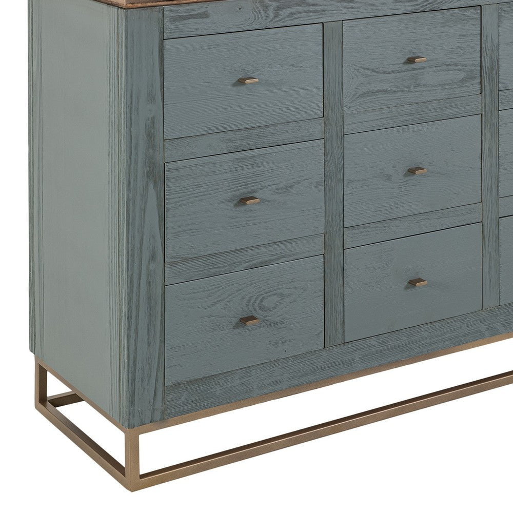 Timmy Console Sideboard | 12 Drawer | Sage Green Pine Wood | 61’’ BM333437