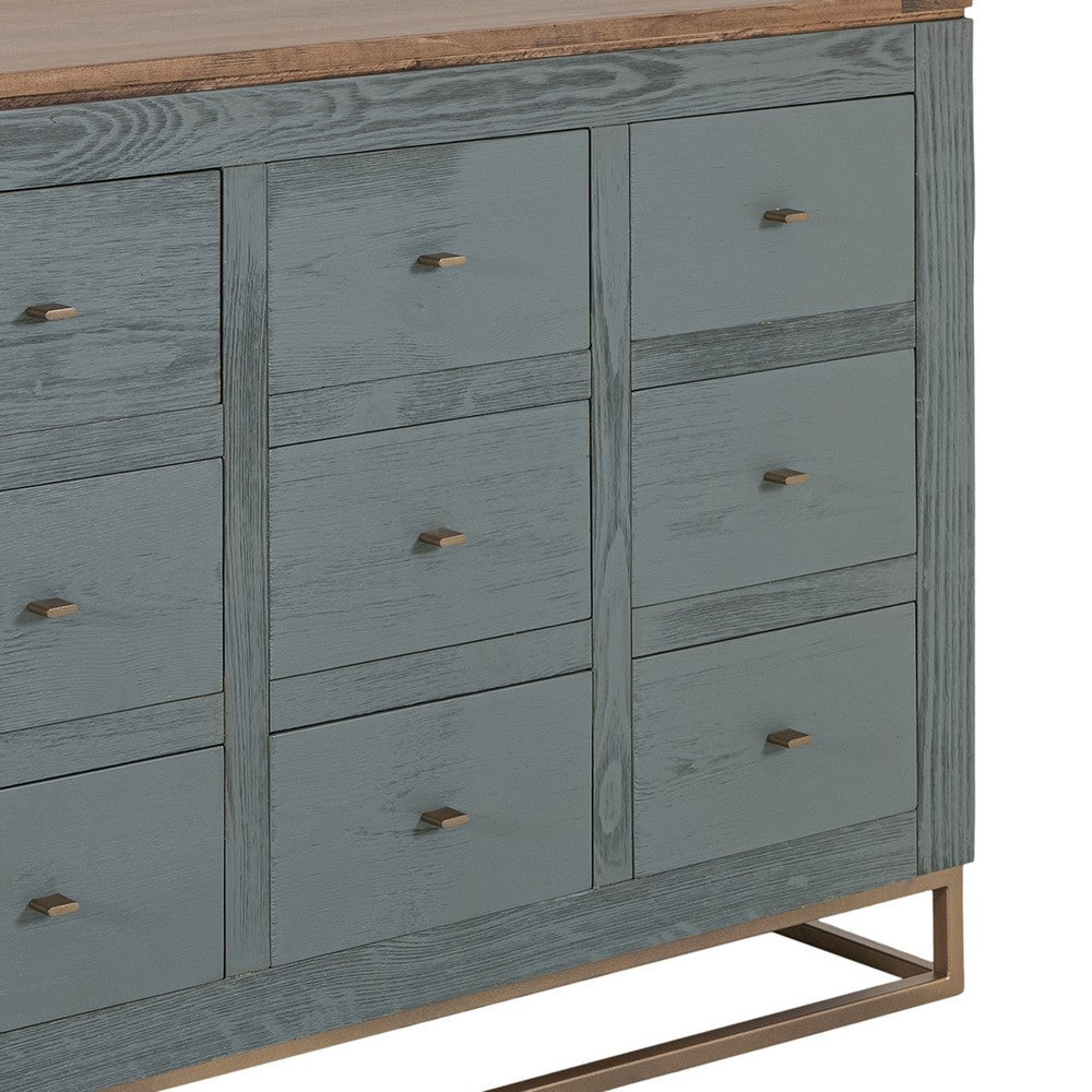 Timmy Console Sideboard | 12 Drawer | Sage Green Pine Wood | 61’’ BM333437